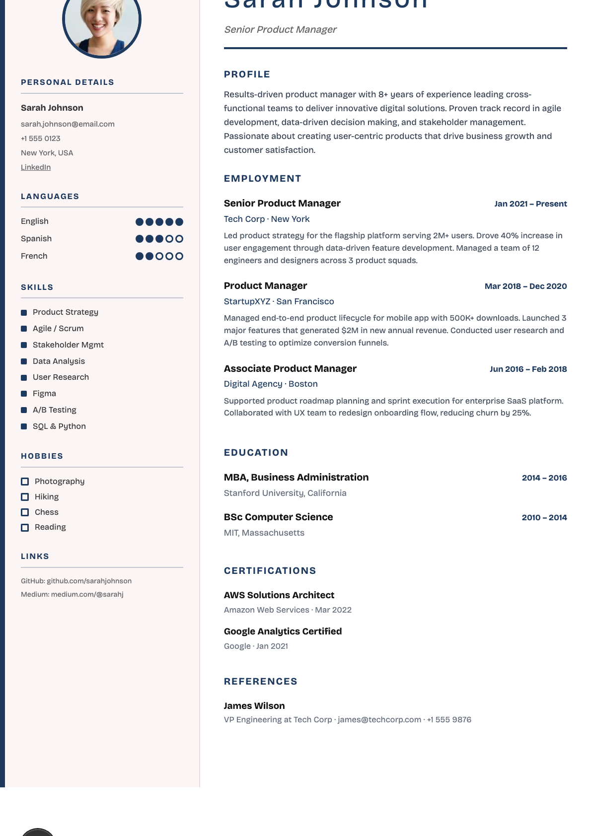 Bordeaux CV template