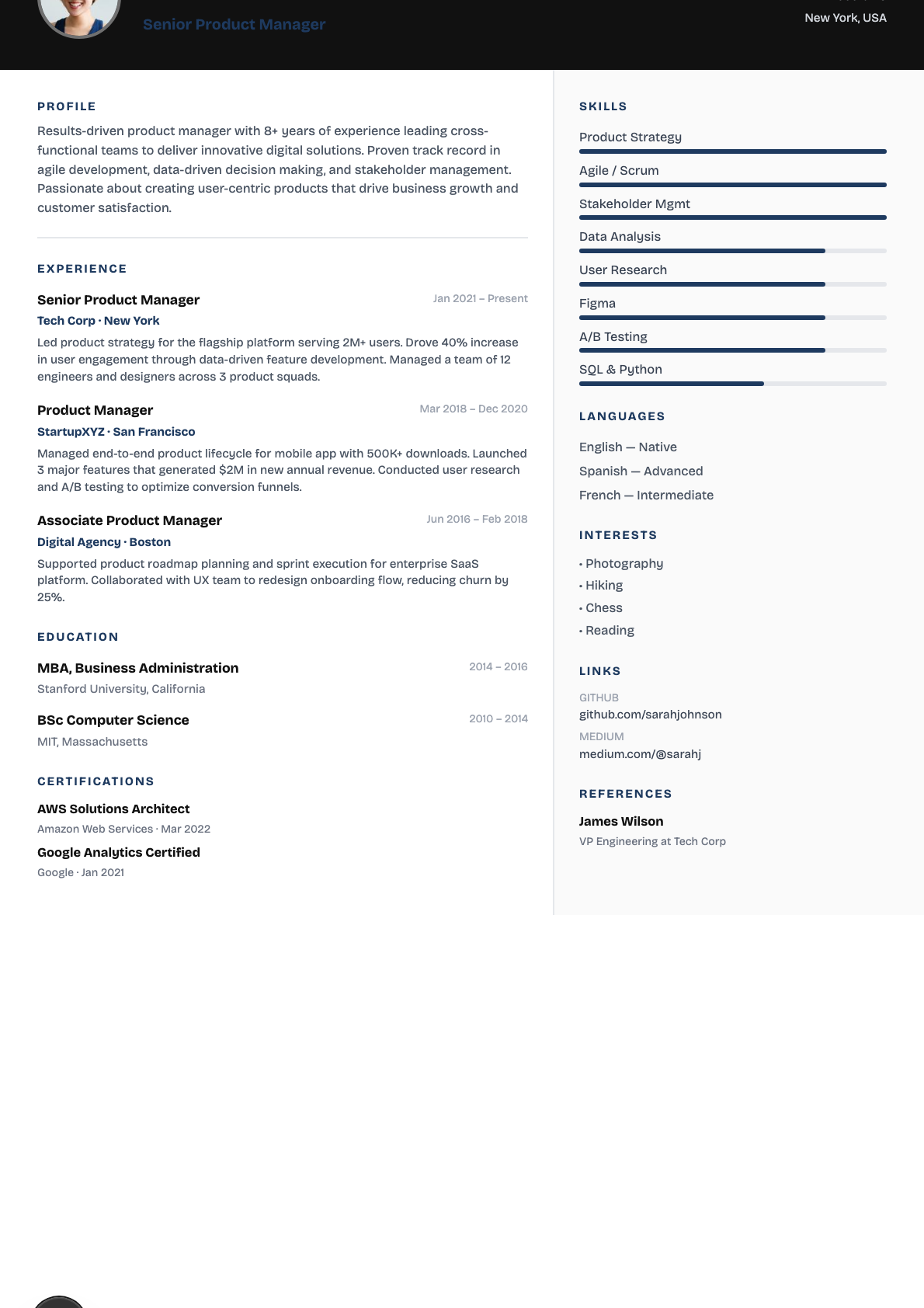 Compact CV template
